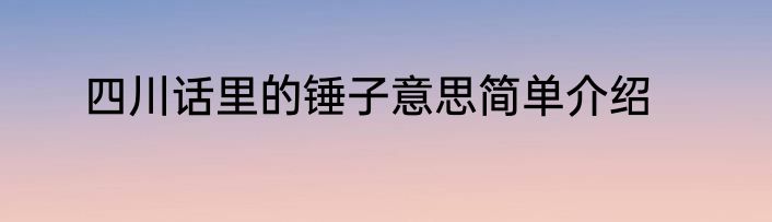 四川话里的锤子意思简单介绍