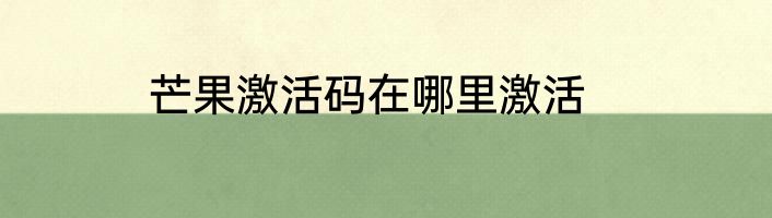 芒果激活码在哪里激活