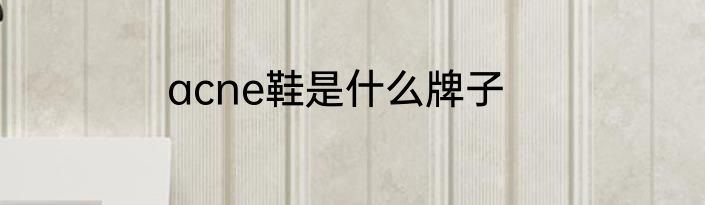 acne鞋是什么牌子