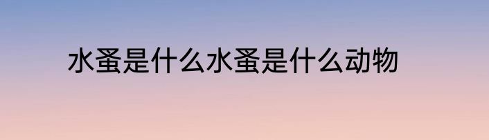水蚤是什么水蚤是什么动物