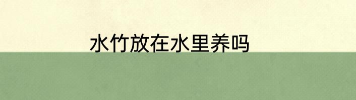 水竹放在水里养吗