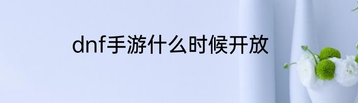 dnf手游什么时候开放