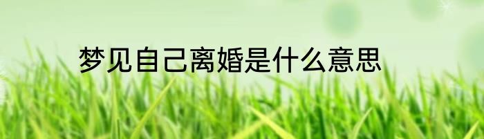 梦见自己离婚是什么意思