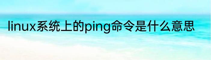 linux系统上的ping命令是什么意思