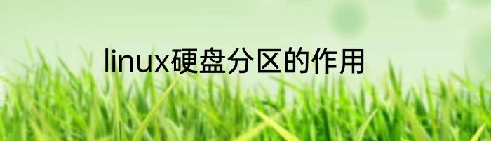 linux硬盘分区的作用