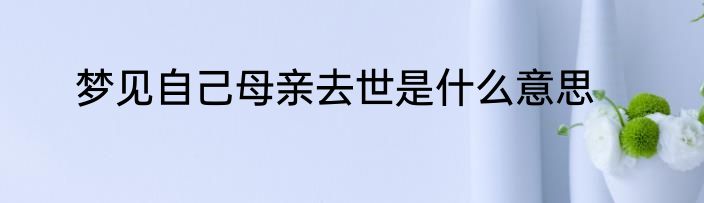 梦见自己母亲去世是什么意思
