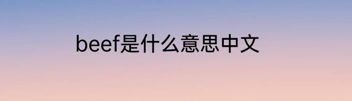 beef是什么意思中文
