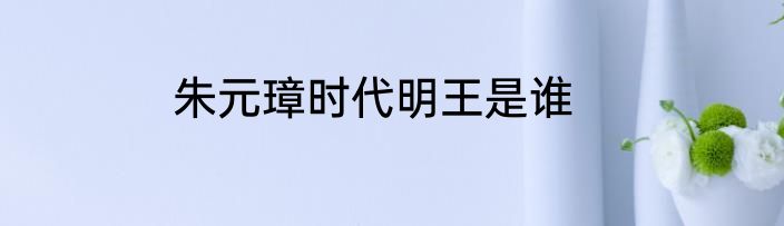 朱元璋时代明王是谁