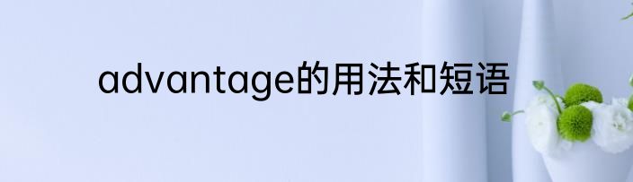 advantage的用法和短语