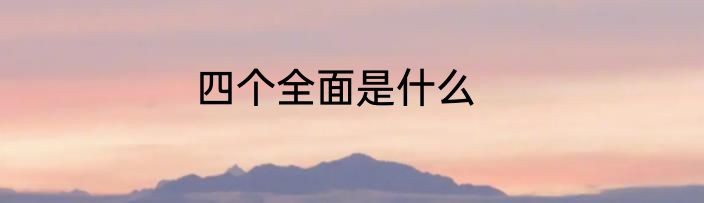 四个全面是什么