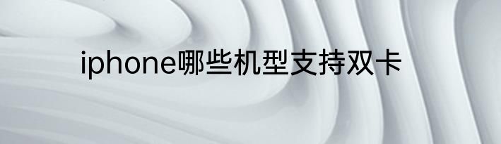 iphone哪些机型支持双卡