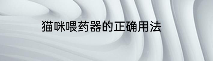 猫咪喂药器的正确用法