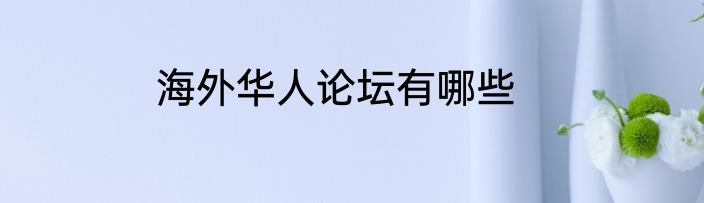 海外华人论坛有哪些