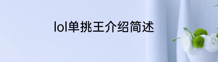 lol单挑王介绍简述