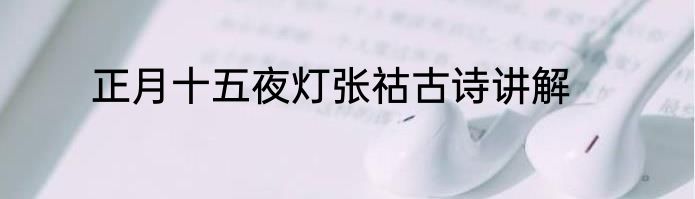 正月十五夜灯张祜古诗讲解
