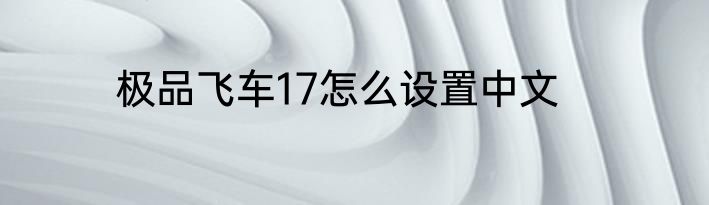 极品飞车17怎么设置中文