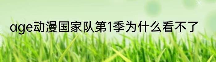 age动漫国家队第1季为什么看不了