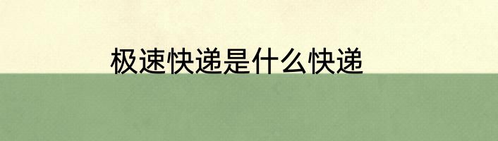 极速快递是什么快递