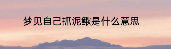 梦见自己抓泥鳅是什么意思