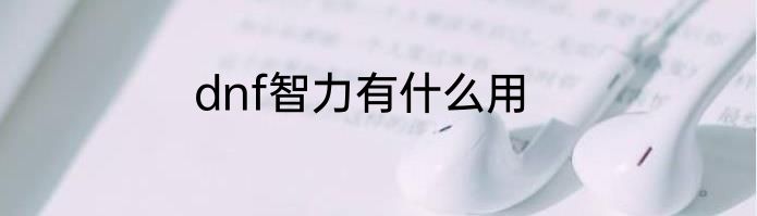 dnf智力有什么用