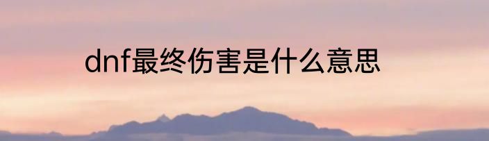 dnf最终伤害是什么意思