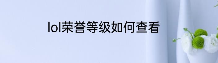lol荣誉等级如何查看