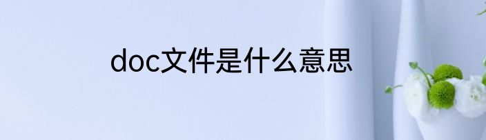 doc文件是什么意思