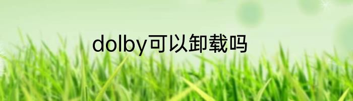 dolby可以卸载吗