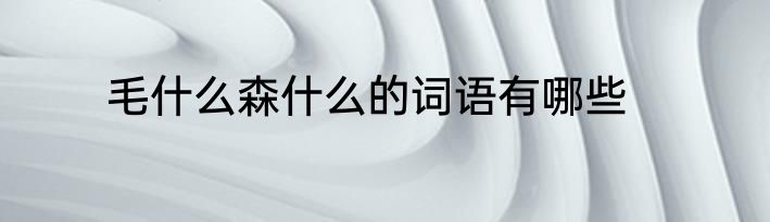 毛什么森什么的词语有哪些