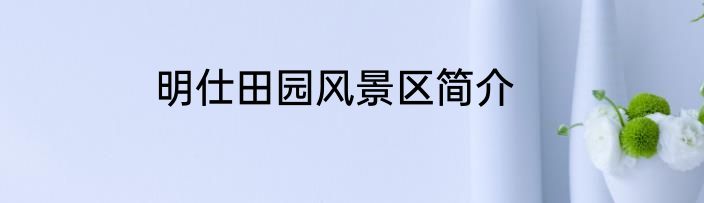 明仕田园风景区简介