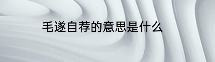 毛遂自荐的意思是什么