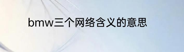 bmw三个网络含义的意思