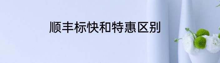 顺丰标快和特惠区别