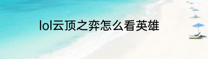 lol云顶之弈怎么看英雄