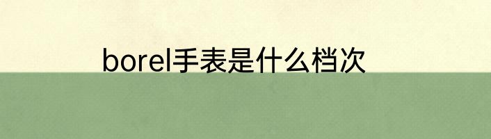 borel手表是什么档次