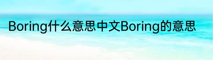 Boring什么意思中文Boring的意思