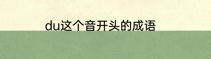 du这个音开头的成语