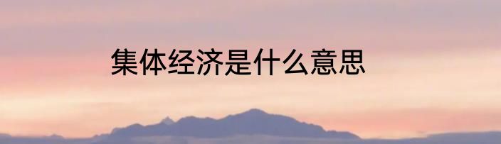 集体经济是什么意思