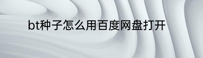 bt种子怎么用百度网盘打开