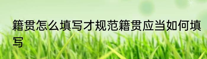 籍贯怎么填写才规范籍贯应当如何填写