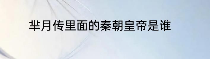 芈月传里面的秦朝皇帝是谁