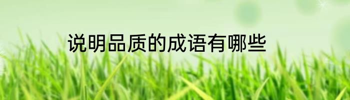 说明品质的成语有哪些