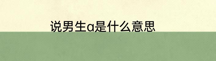 说男生a是什么意思