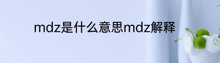 mdz是什么意思mdz解释