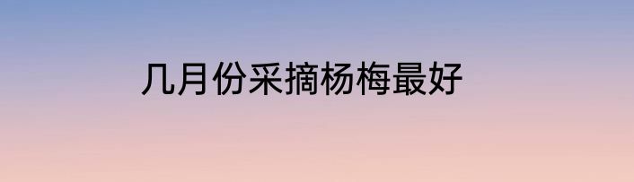 几月份采摘杨梅最好