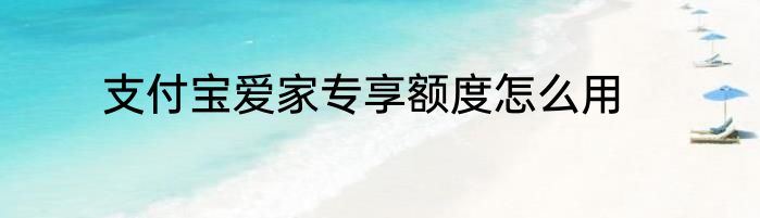 支付宝爱家专享额度怎么用