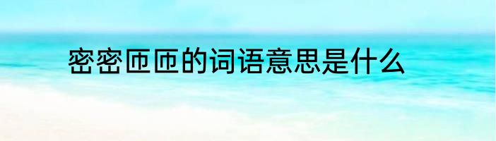 密密匝匝的词语意思是什么
