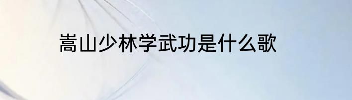 嵩山少林学武功是什么歌