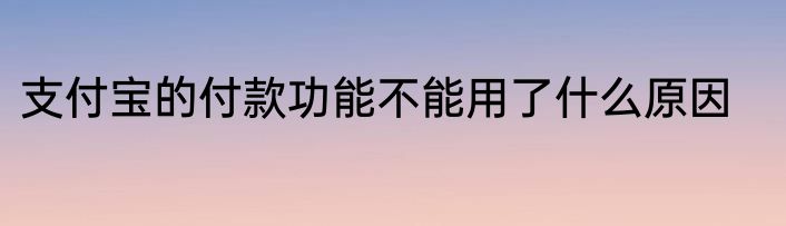 支付宝的付款功能不能用了什么原因