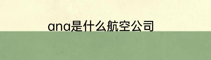 ana是什么航空公司